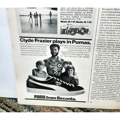 1973 Puma Walt Clyde Frazier Basketball Shoes Original Print Ad