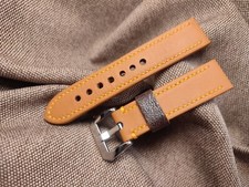 Cinturino 21 mm artigianale Cuoio Arancione Fibbia 20 mm Made In Italy (212013)