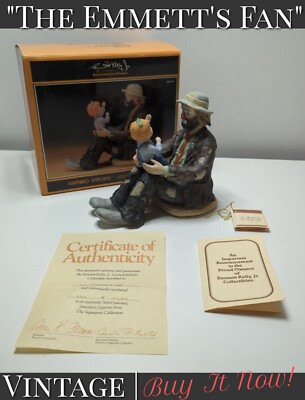  VINTAGE Flambro Emmett Kelly Jr ''The Emmetts Fan'' Figurine 9815 LIMITED EDITION