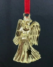 Vintage Regent Square Angel Brass Plated Holiday Ornament