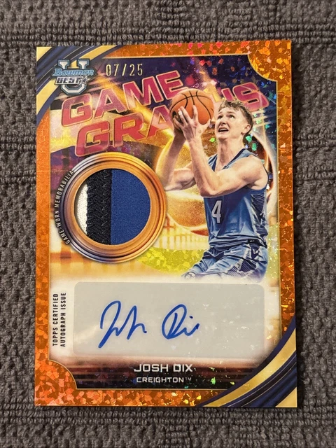 2025-26 Bowman Best Josh Dix Orange Refractor /25 Game Graphs Auto Relic