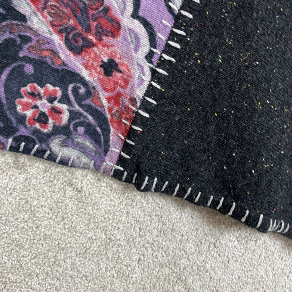 Пуловер женский Chicos пончо L XL черный фиолетовый цветочный асимметричный богемное - 3551 - Изображение 3 из 4