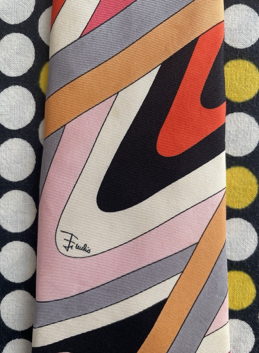 Emilio Pucci Vintage Classic Multi Color Orange Fuchsia Print 100
