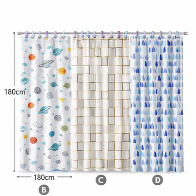 180x180cm Wasserdichter Duschvorhang PEVA Badvorhang mit 12 Ringen