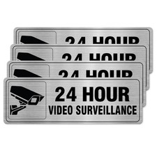 Video Surveillance Sign, Waterproof Aluminum, 9x3 In, 4 Pack, Silver