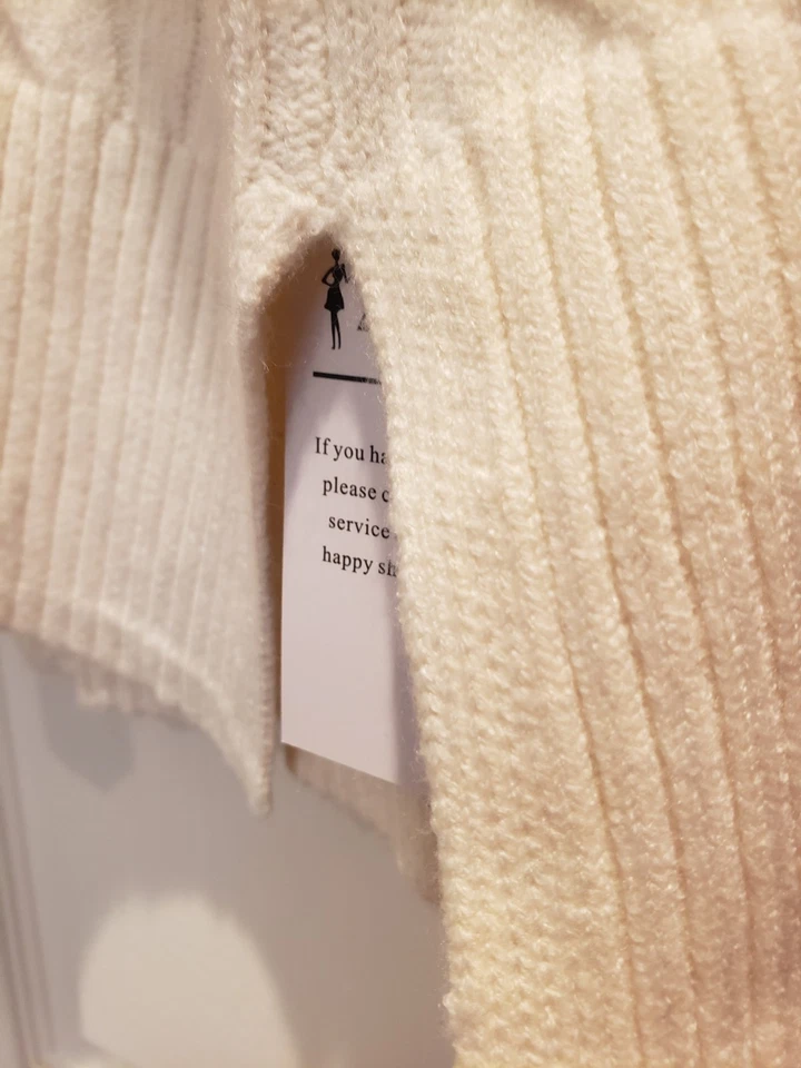 Suéter de Cuello Alto Tejido con Cable Marfil XL Talla Grande Nuevo con Etiquetas Grueso Manga Larga Pullover Foto 4 de 4