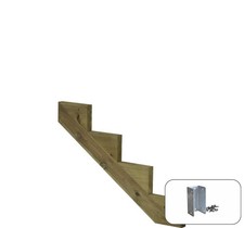 Treppenwange 4 Stufen Holz druckimprägniert 68 cm Höhe