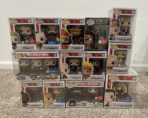 13x LOT - WWE Funko POPS! Near Mint+ Hogan, Giant, Mean Gene - w/Pop Protectors