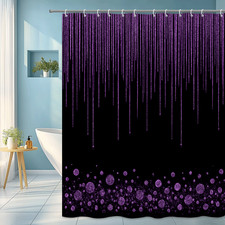 Purple Glitter Shower Curtain with Sparkling Design