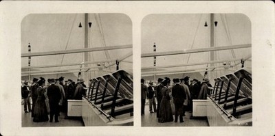 Stereo Foto Deutsches Kriegsschiff, SMY Hohenzollern, Fremdenbesuch - 10993328