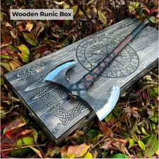 Custom Hand Forged Double Headed Viking Axe,Double Blade Axe with leather sheath