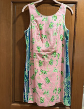 Lilly Pulitzer Pink Frog Print Shift Dress Sl...