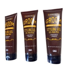 Groom Premium Quality Styling Gel Firm Hold Alcohol Free 8.5 oz - Lot of 3