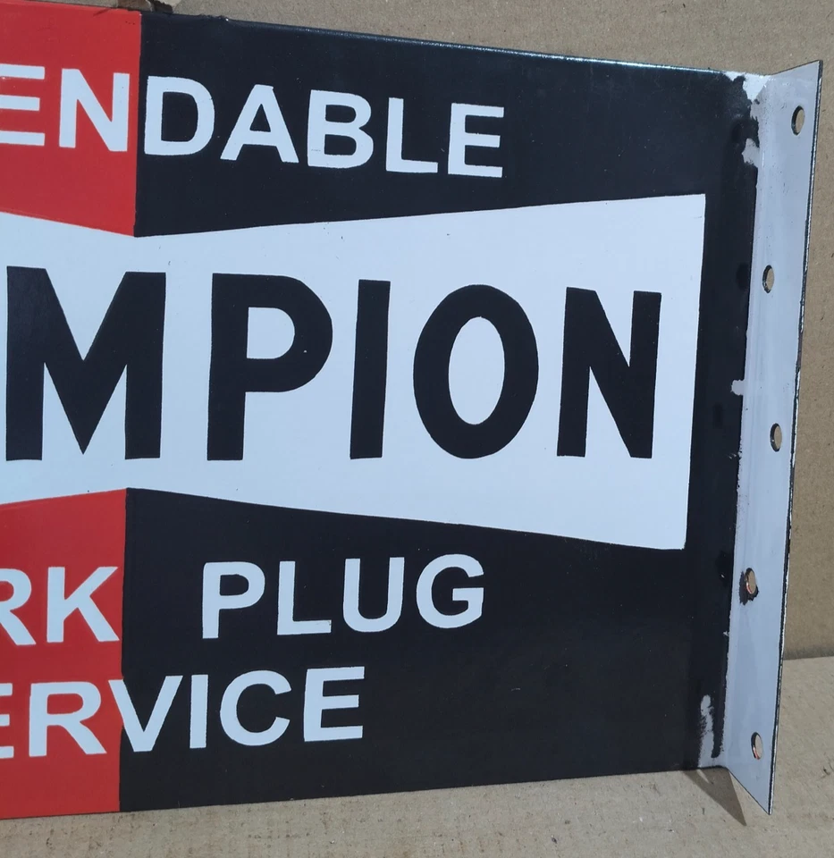 Champion Spark plugs Porcelain Enamel Sign 18 x 10 Inches 2 Sided - Image 3 of 4