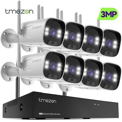 TMEZON 10CH NVR WIFI 3MP IP Security Camera System CCTV 2 Way Audio Night Vison