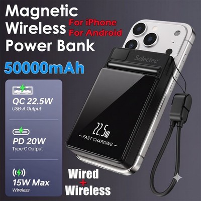 MagSafe Powerbank iPhone 17-12 Pro Max Android Magnetisch 50000mah Battery Pack