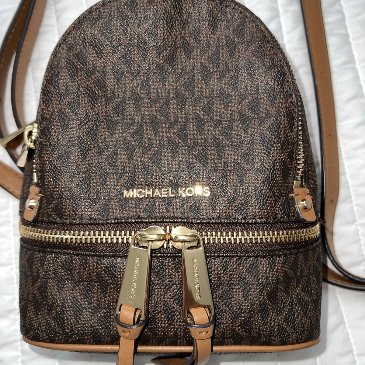 COPY - Michael Kors Rhea‎ Mini Logo Backpack Michael Kors Rhea Mini backpack review - YouTube main image 4