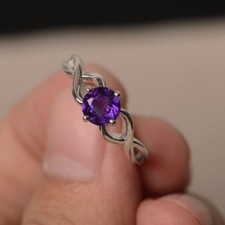 1.5ct Simulated Purple Amethyst Engagement Ring 14k White Gold Plated Infinity