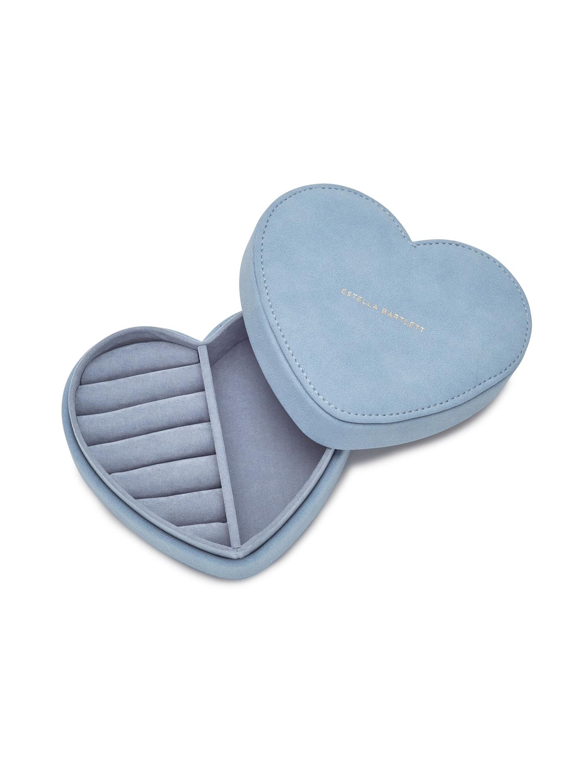 Velvet Heart Jewellery Box/Case - Powder Blue/Grey 13x12x5cms - Estella Bartlett