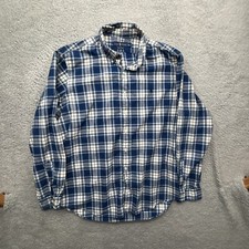 Ralph Lauren Shirt Mens XL Blue Plaid Indigo Oxford Cloth OCBD Small Pony