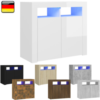 80cm Sideboard mit LED-Beleuchtung Kommode Anrichte Küchenschrank Schrank