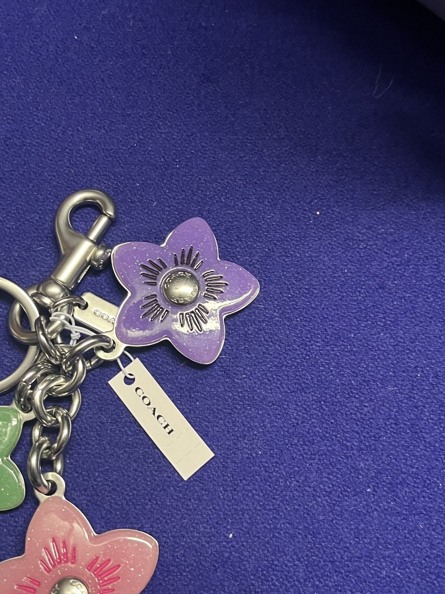Coach Bag Charm Key chain SILVER MULTI CR924 NWT Wildflower