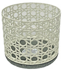 Bath & Body Works White Caned Large 3 Single Wick Candle Holder Brand New