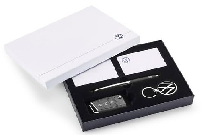 VW Keyring + Ballpoint Pen Handover Gift Box GENUINE MERCHANDISE 000087700AK