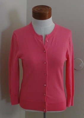 J CREW Jackie Cardigan Shocking Pink Hot S Small Sweater Top Twin Set 