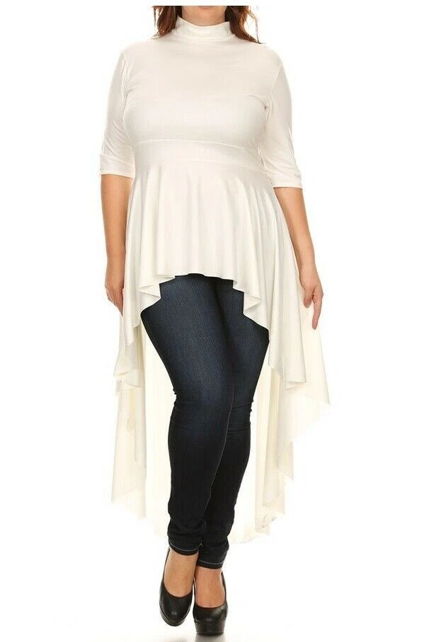 White high low peplum top sale