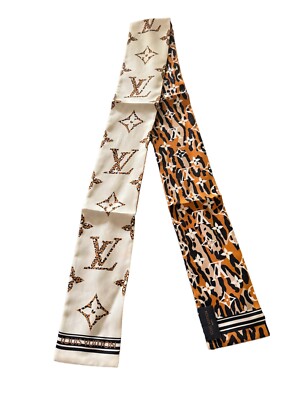 Louis Vuitton LV Silk Monogram Giant Jungle Bandeau Ivory Scarf Limited  Edition