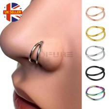 Stainless Steel Double Open Stacked Lip Segment Nose Rings Hoop Septum Clicker