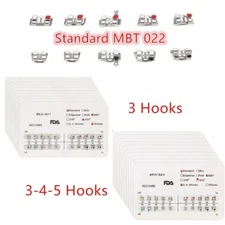 Dental Metal Ortho Bracket Brace Mini/Standard MBT/Roth. 022 Hooks 3-4-5 Hooks 3