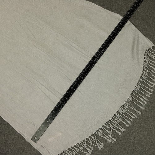 PASHMINA 70% Pashmina Cachemira 30% Seda Flecos Rectángulo Bufanda Gris Claro 70x27 - Imagen 10 de 11