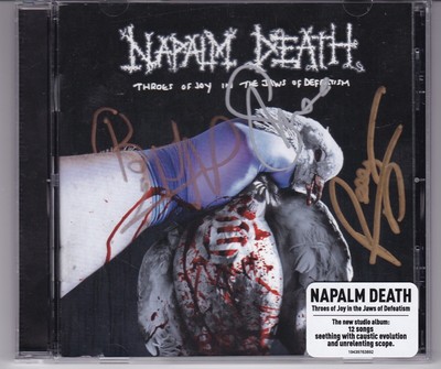 NAPALM DEATH THROES OF JOY IN THE JAWS OF DEFEATISM SIGNED CD RARE AUTOGRAPHED
