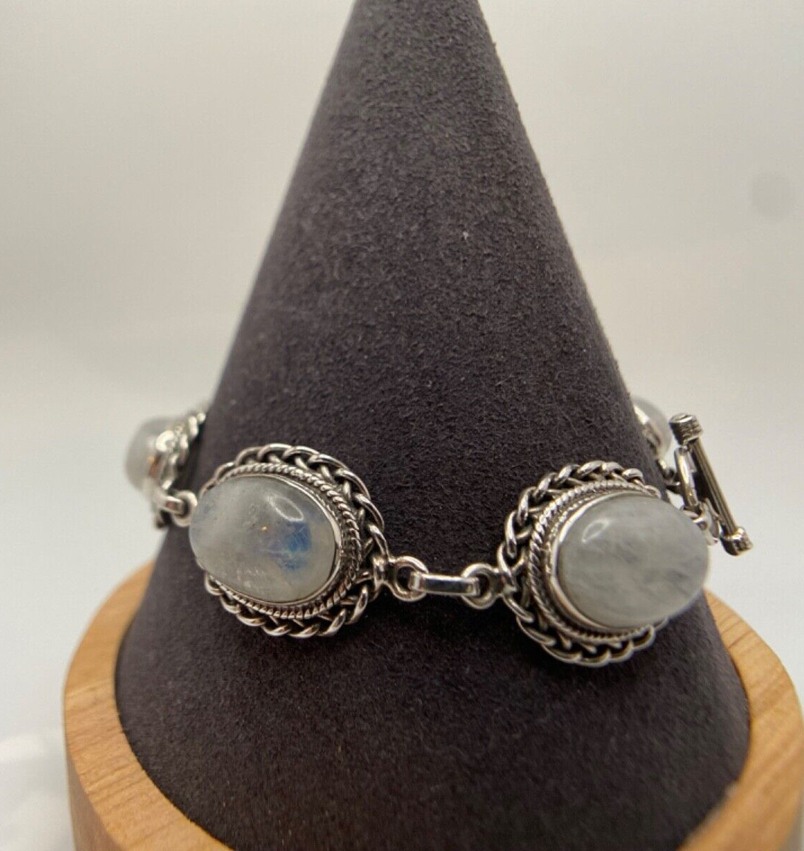 Beautiful Sterling,Multiple Moonstone Toggle Brac… - image 2