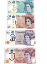 £85 BRITISH POUNDS TOTAL, £5+ £10, £20, £50 ENGLAND NOTES, Q.E.II, REAL CURRENCY