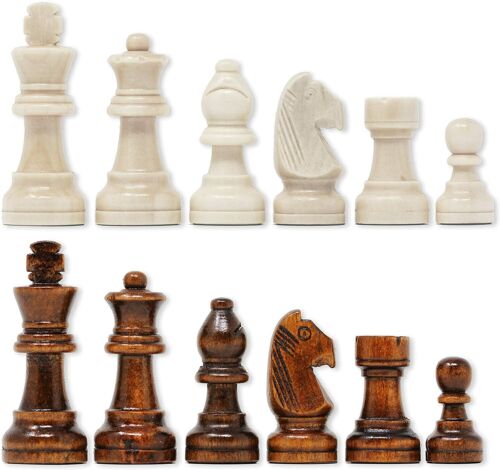 DA VINCI Staunton Wood Chess Pieces 32 Chessmen and Storage Bag (3.0 Inch King) - Picture 2 of 3