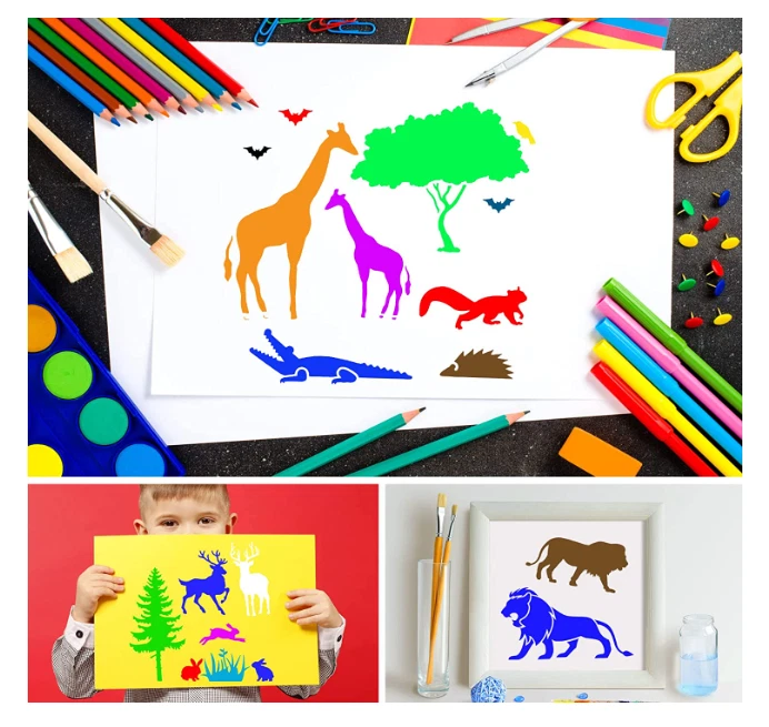 Qpout 16 Stück Tierschablonen Vorlagen für Kinder 5,9x5,9 Zoll Wiederverwendbar - Bild 4 von 4