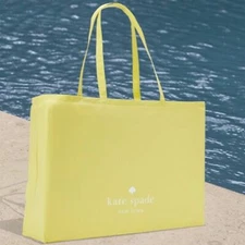 Kate Spade Large Reusable Shopping Canvas Yellow Tote Bag New Without Tags
