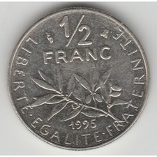 1995 France 1/2 Franc Coin – République Française (KM# 931)
