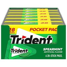 Trident Spearmint Sugar Free Gum 42 Pcs or 168 Pieces
