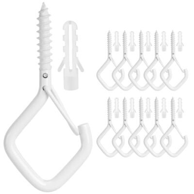 10PCS Ceiling Hooks for Hanging Lights Wall Hooks for Hanging 10 piece White