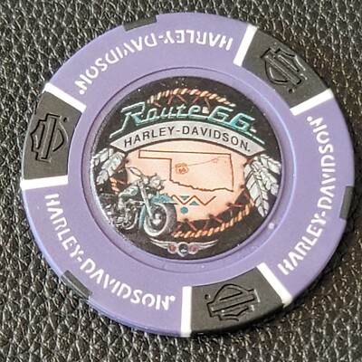 ROUTE 66 HD - OKLAHOMA (Purple/Black Full Color Design 2) Harley Poker Chip