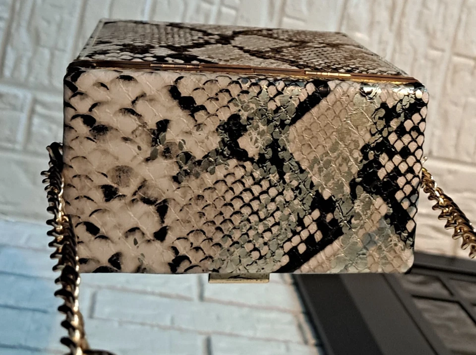 FashionNova Boxed Shaped Clutch Los Angeles Python Snake Pattern  - Image 4 of 4