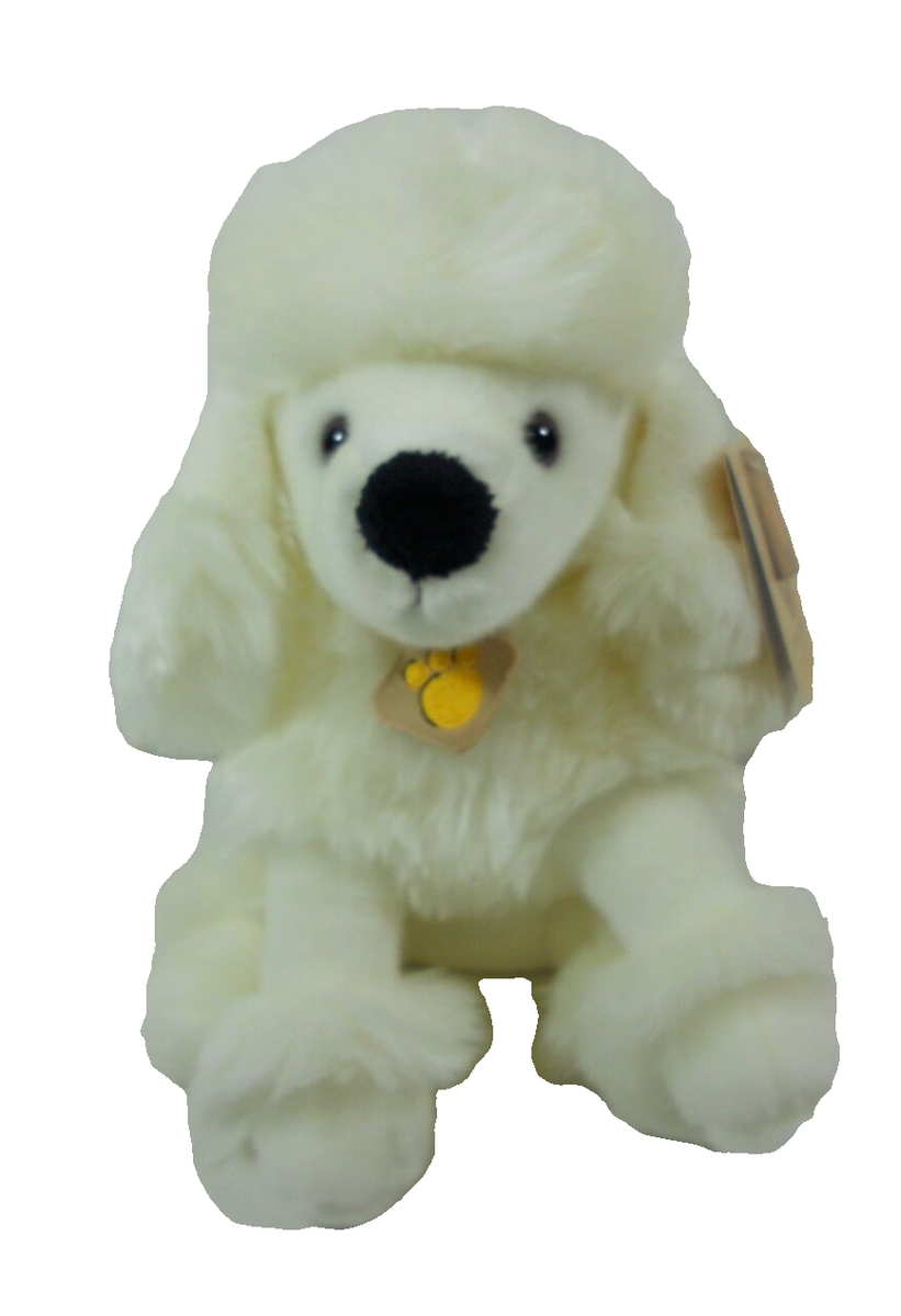 CANE BARBONCINO BIANCO SEDUTO PELUCHE PLUSH COMPANY H 25 CM