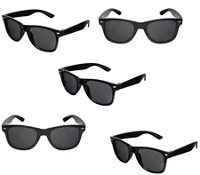 5-Pack Retro Style Sunglasses - Unisex, UV400 Protection, Classic Design, Black