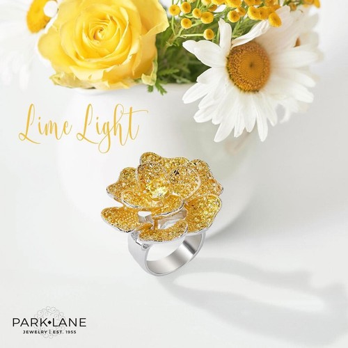 Park Lane Limelight Yellow Flower CZ Ring Size 10 NIB Cocktail - Picture 2 of 5