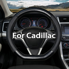 D Shape Leather Steering Wheel Cover For Cadillac Flat Bottom Nappa 15