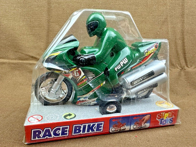 Super Toys - RACE BIKE - in OVP / NEU Farbe Grün - mit Friktionsmotor - wie Foto